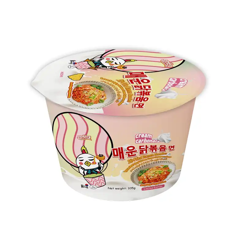 Korean Stir Fried Buldak Noodles Bowl 3x Spicy Cream Carbonara