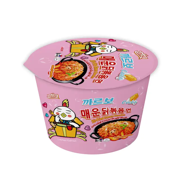 Korean Stir Fried Buldak Noodles Bowl Carbonara