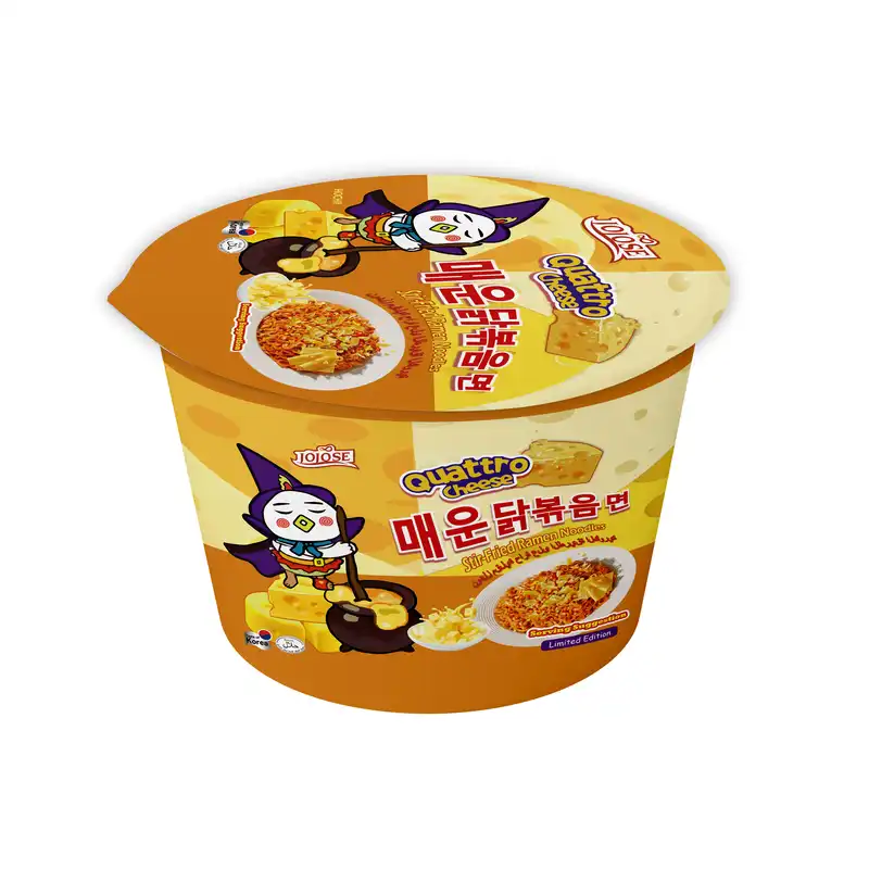 Korean Stir Fried Buldak Noodles Bowl Quattro Cheese